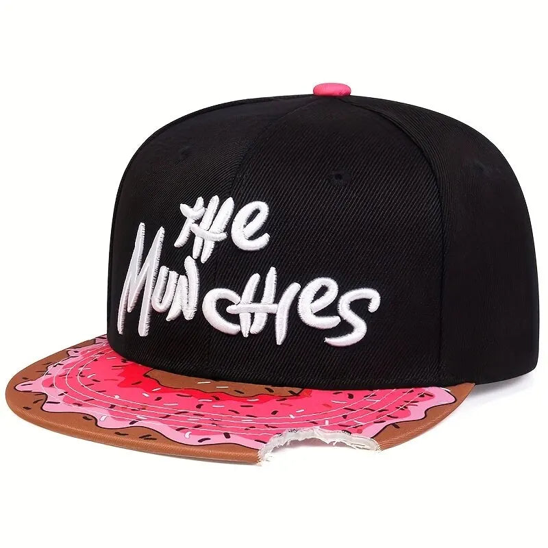 Embroidered Flat Brim Snapback Cap Graphic Underbrim Streetwear Hip Hop Fashion Hat