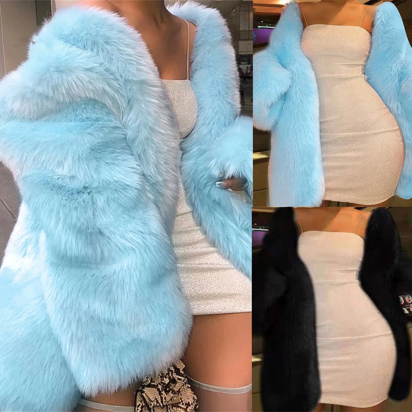 Women's Luxe Faux Fur Cropped Jacket Plush Winter Statement Streetwear Outerwear
