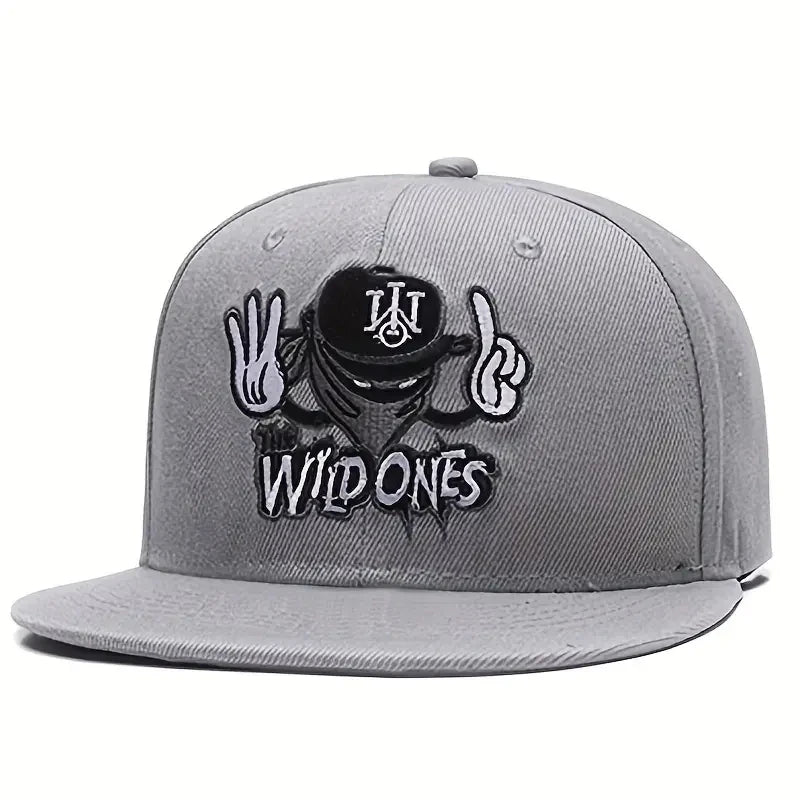 Embroidered Graphic Snapback Cap Adjustable Flat Brim Streetwear Baseball Fashion Hat