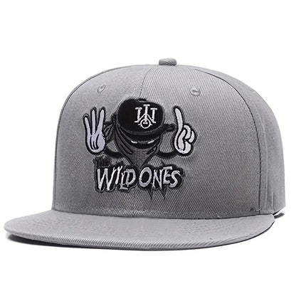 Embroidered Graphic Snapback Cap Adjustable Flat Brim Streetwear Baseball Fashion Hat