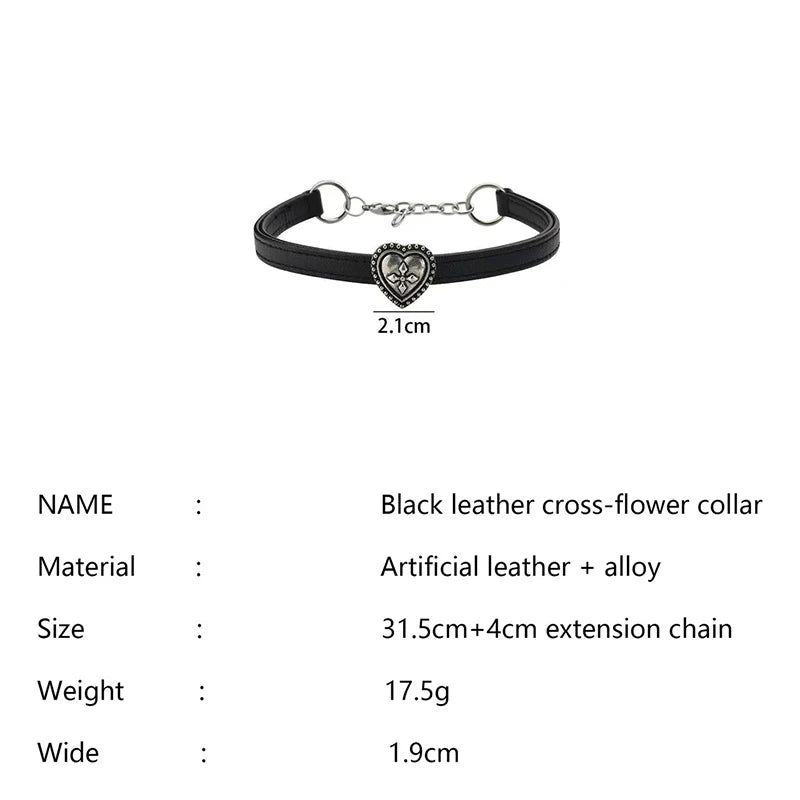 Vintage Heart Choker Necklace with Floral Detail for Gothic Fashion