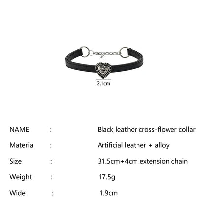 Vintage Heart Choker Necklace with Floral Detail for Gothic Fashion