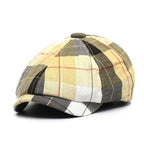 Vintage Plaid Ivy Flat Cap Classic Cotton Newsboy Streetwear Casual Hat