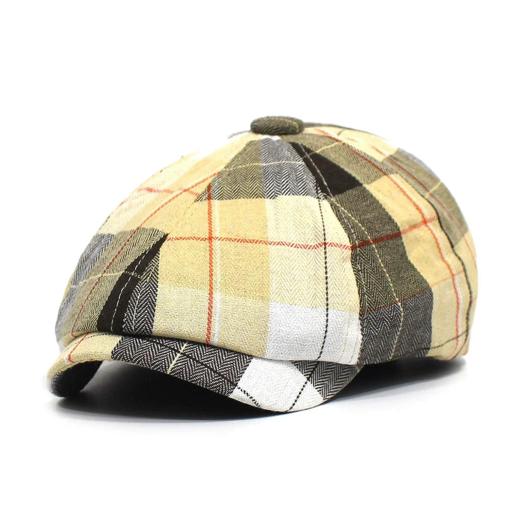 Vintage Plaid Ivy Flat Cap Classic Cotton Newsboy Streetwear Casual Hat