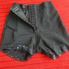 High-Waisted Structured Shaping Short with Front Hook Closure and Lace Hem