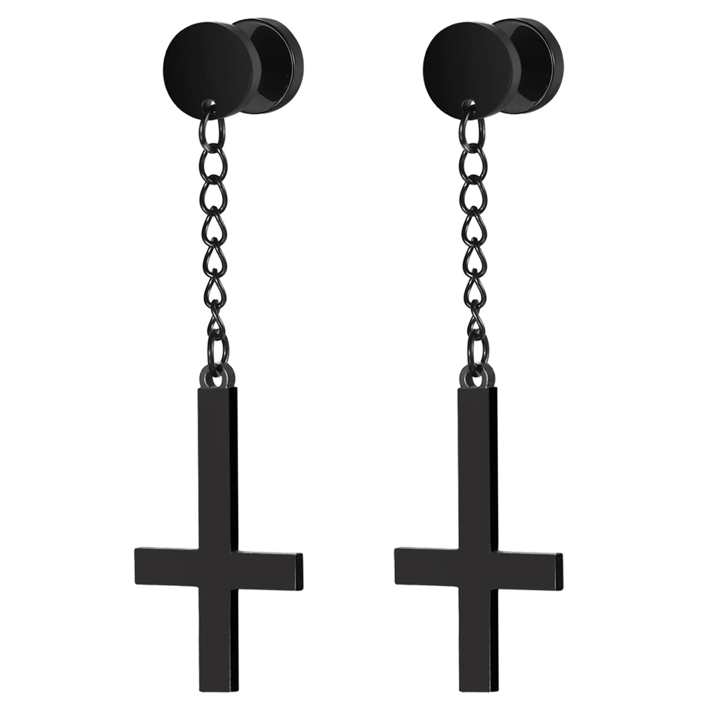 Gothic Cross Hoop Earrings for Punk and Alternative Statement Styling