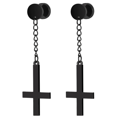Gothic Cross Hoop Earrings for Punk and Alternative Statement Styling