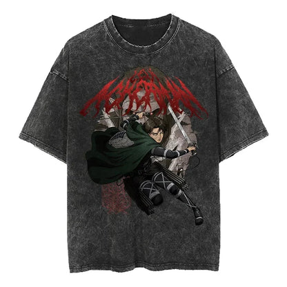 Anime-Inspired Manga Warrior Graphic Oversized Vintage Streetwear Casual T-Shirt