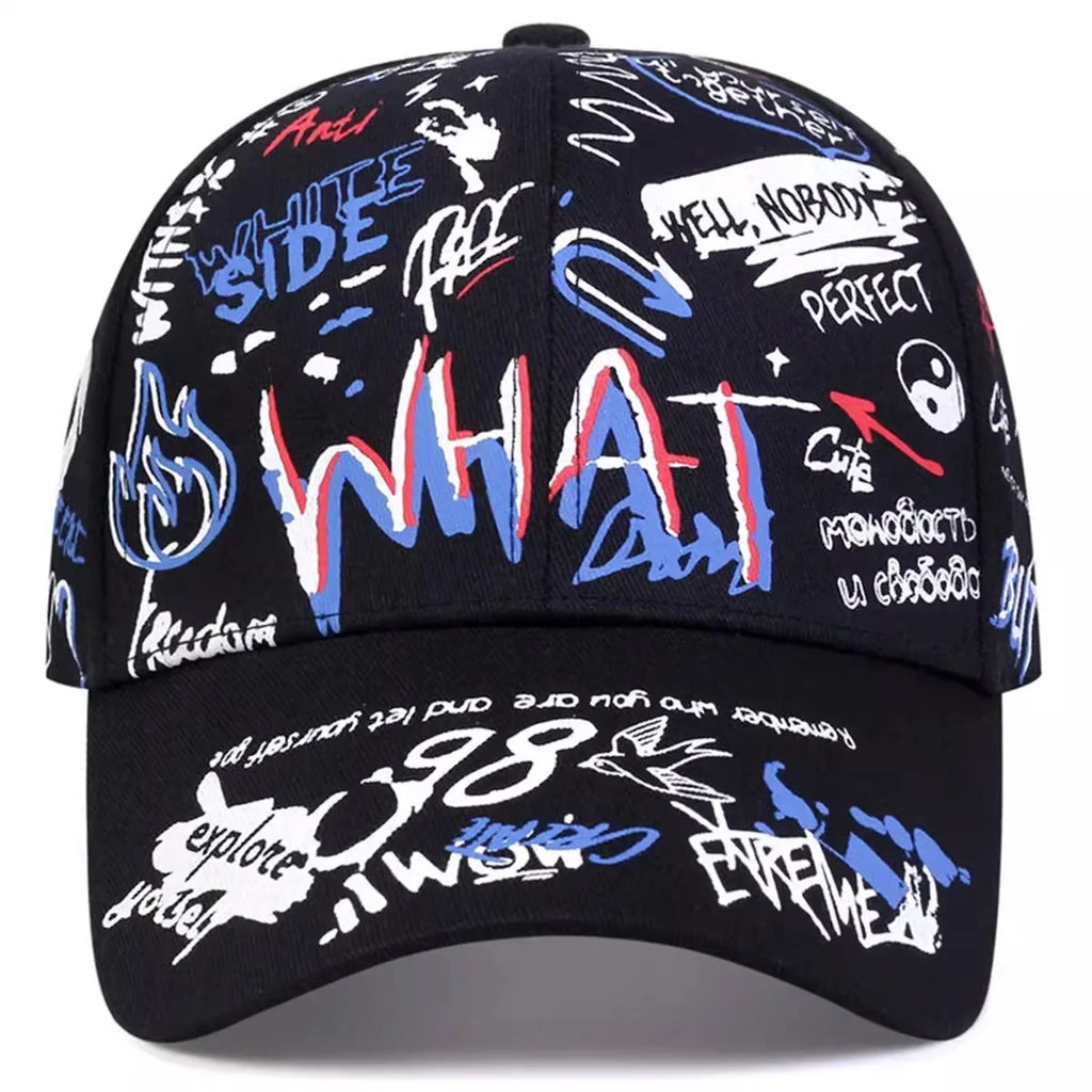 Graffiti Print Baseball Cap Adjustable Curved Brim Urban Streetwear Fashion Hat