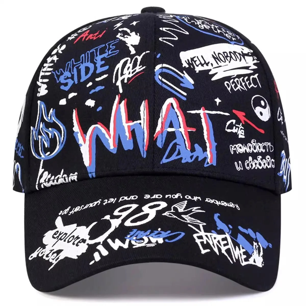 Graffiti Print Baseball Cap Adjustable Curved Brim Urban Streetwear Fashion Hat