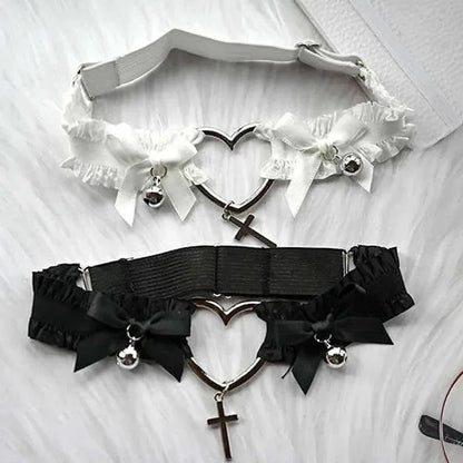 Lace Heart Thigh Garter Set Romantic Gothic Alternative Fashion Accessory