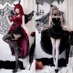 Dark Gothic Corset Dress with Dramatic Cape Alternative Fashion Styling