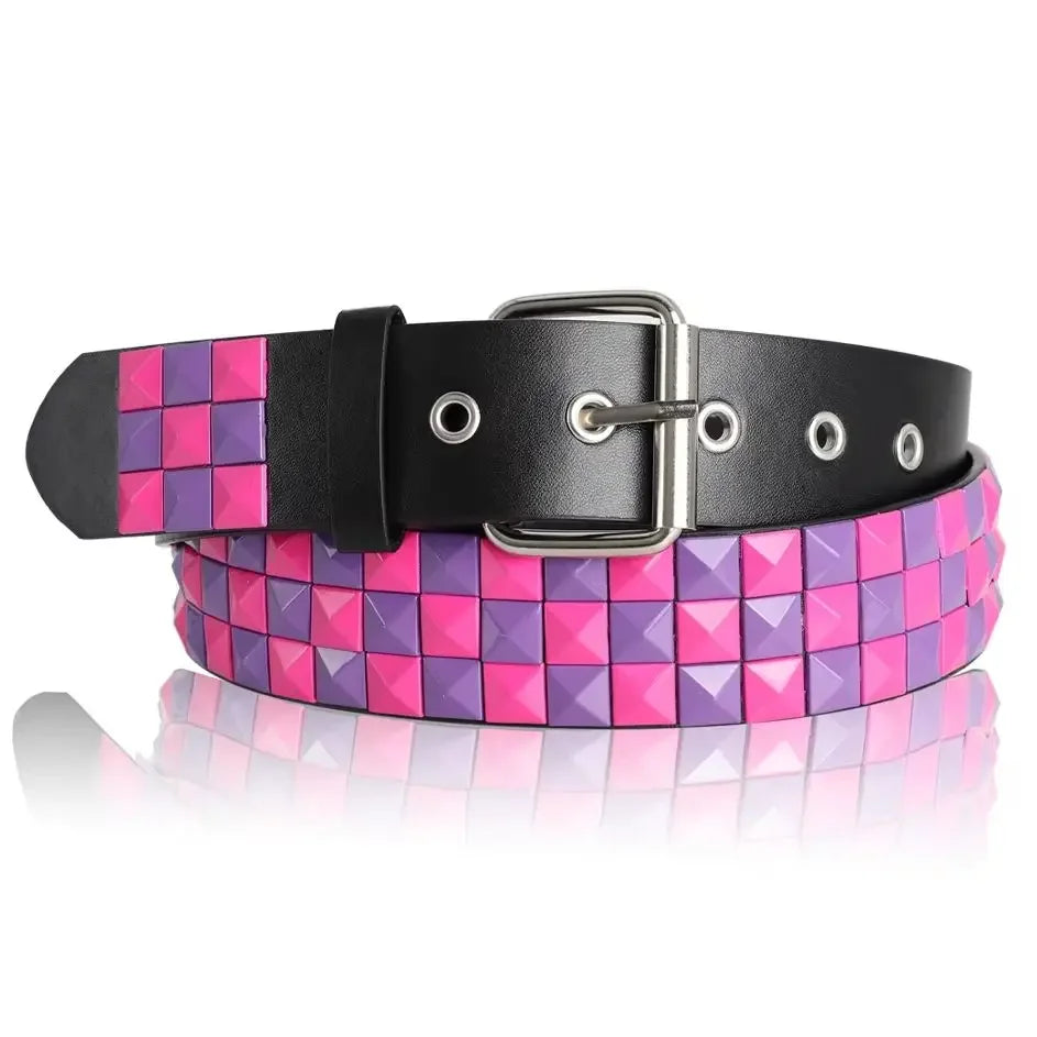 Studded Pyramid Belt for Punk Y2K Alternative Streetwear Fashion Styling