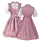 Traditional Floral Embroidered-Style Dirndl Dress with Corset Lacing and White Puff Blouse