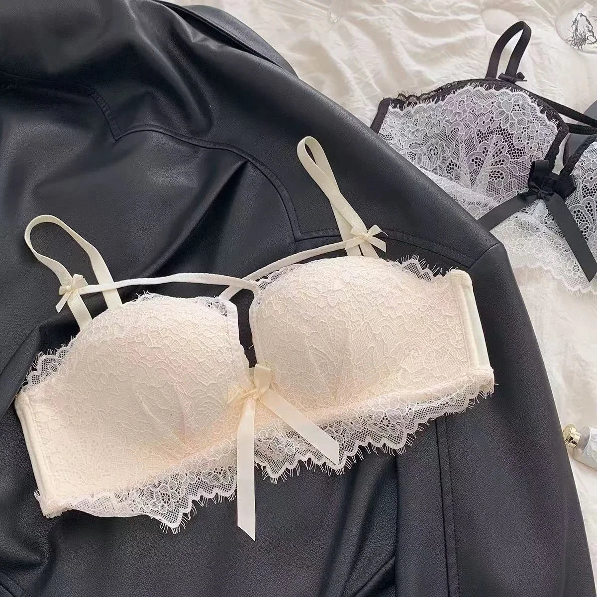 Scalloped Eyelash Lace Bralette and Boyleg Short Set with Cutout Front Detailing