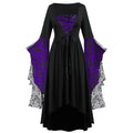 Dark Fantasy Gothic Cape Sleeve Dress with Lace Accents
