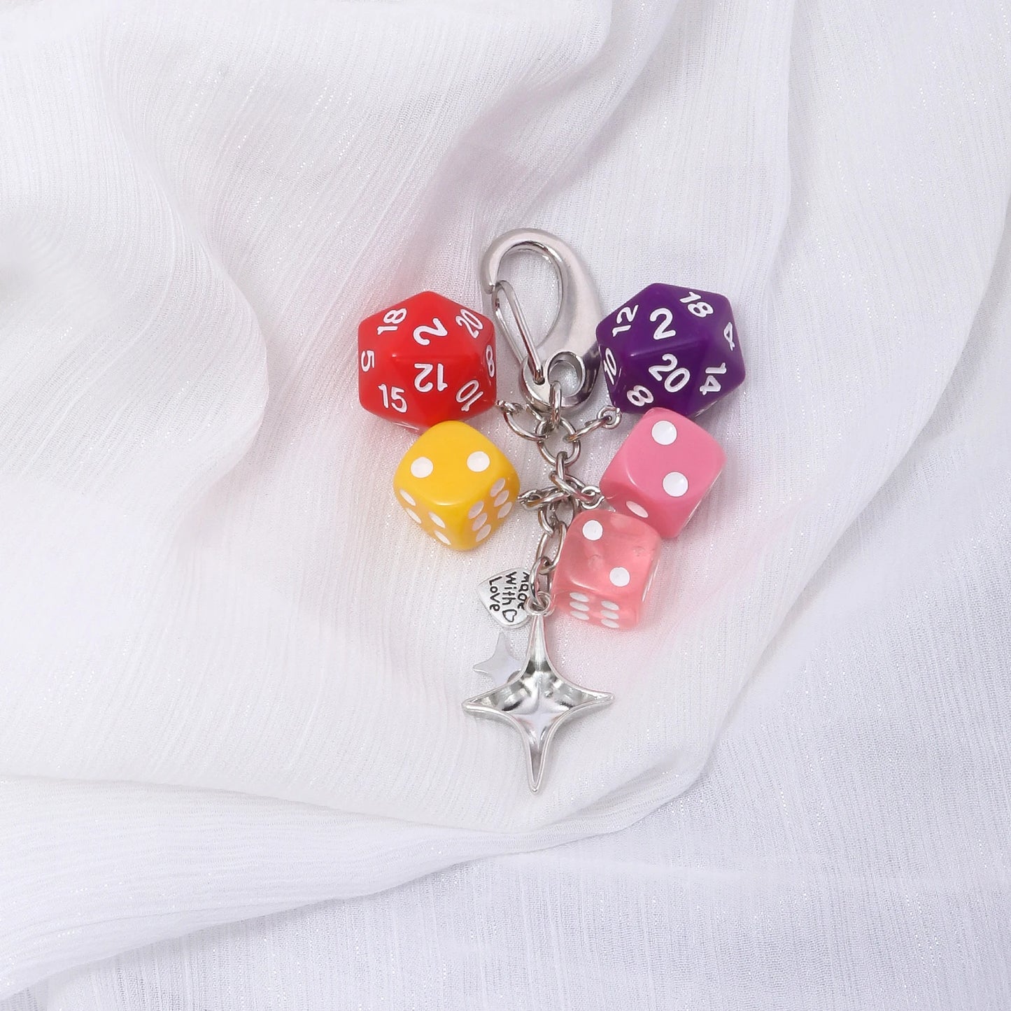 Y2K Dice Charm Keychain Alternative Streetwear Bag Accessory