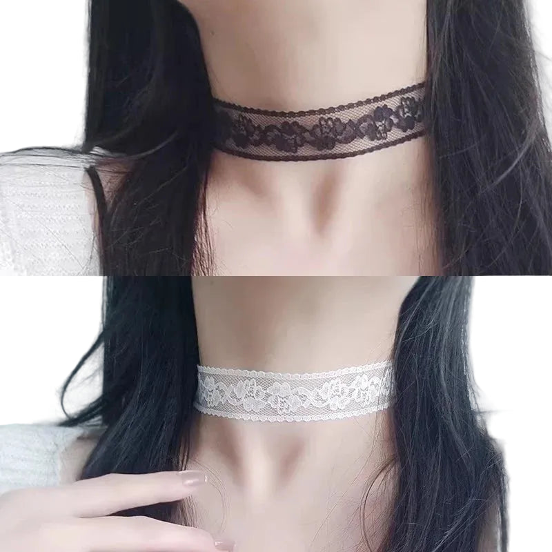 Floral Lace Choker Necklace for Gothic Coquette and Dark Feminine Fashion Styling