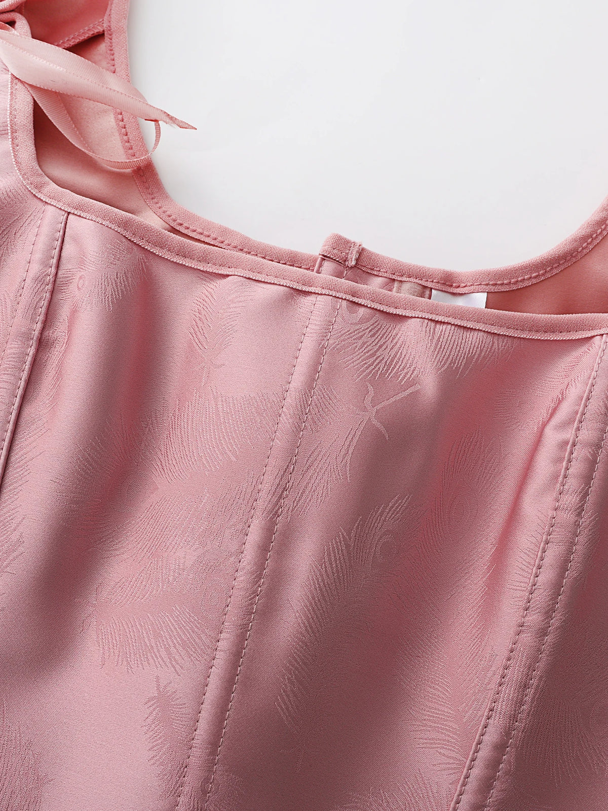 Romantic Pink Sweetheart Corset Top with Adjustable Tie-Shoulder Bows
