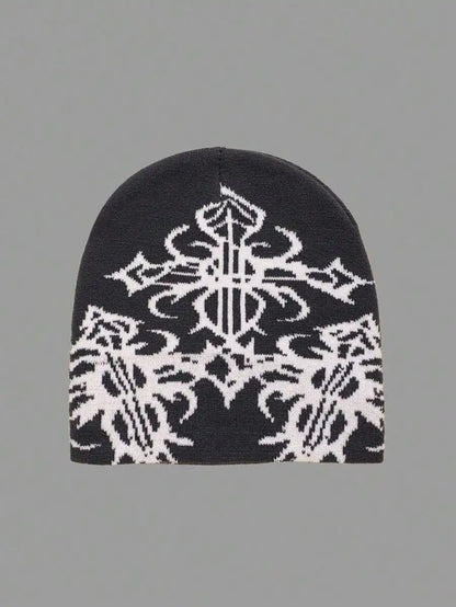 Modern Geometric Pattern Acrylic Knit Beanie for Everyday Streetwear and Casual Cold Weather Style