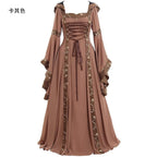 Vintage Inspired Lace-Up Gothic Princess Gown with Dramatic Sleeves