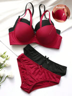 Classic Smooth Contour Push-Up Bra and Panty Set with Contrasting Trim