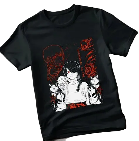 Anime Goth Manga Illustration Streetwear T-Shirt with Alternative Urban Aesthetic