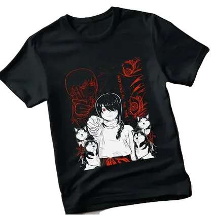 Anime Goth Manga Illustration Streetwear T-Shirt with Alternative Urban Aesthetic