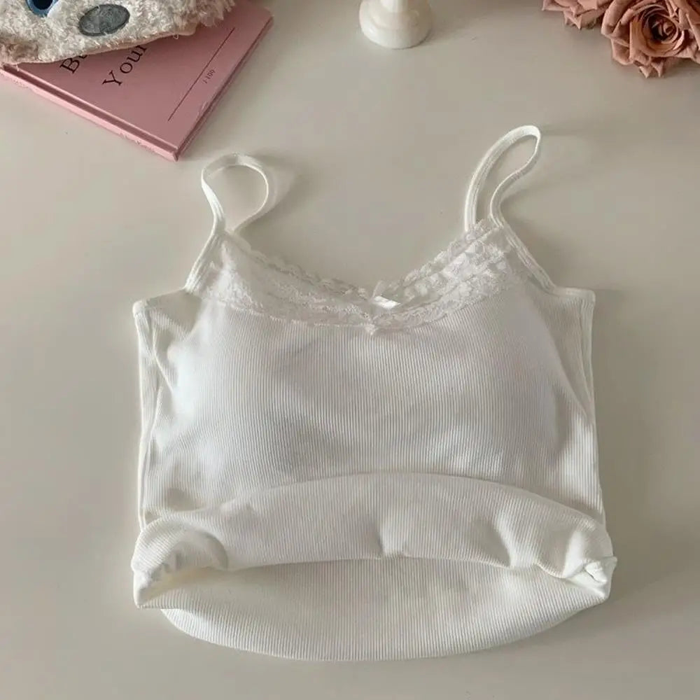 Minimalist Spaghetti Strap Knit Tank Top with Low Back Slim Everyday Fit