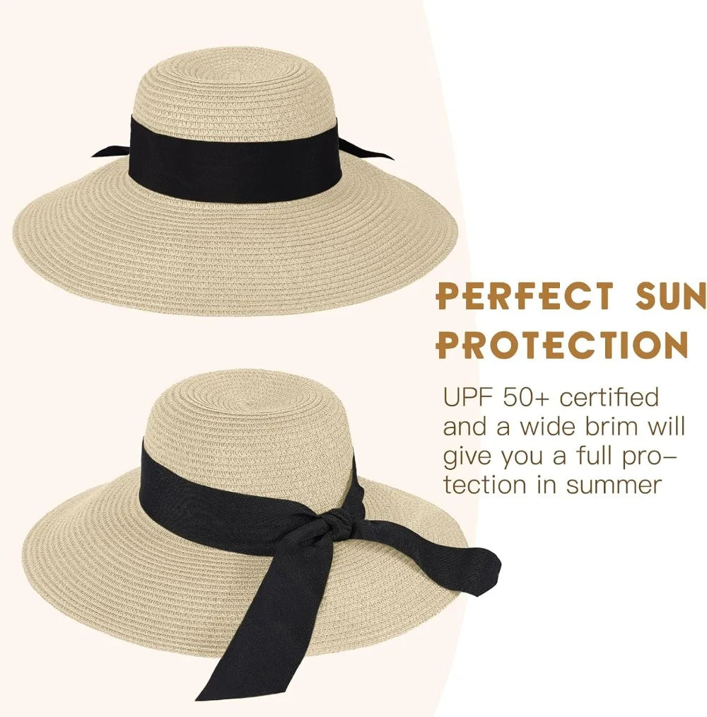 Foldable Wide Brim Linen Sun Hat with Lightweight Design for Beach Travel and Outdoor Wear