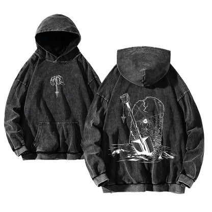 Anime-Inspired Abstract Art Hoodie with Dark Japanese Streetwear Style