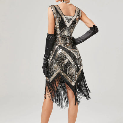 Gothic Sequin Fringe Dress for Elegant Alternative Fashion