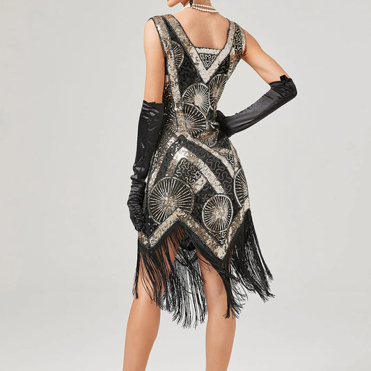 Gothic Sequin Fringe Dress for Elegant Alternative Fashion