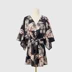 Flutter Sleeve Printed Mini Dress with Elastic Waist and Relaxed Fit