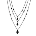 Layered Crystal Drop Necklace Set for Gothic Y2K and Dark Feminine Fashion Styling