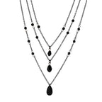 Layered Crystal Drop Necklace Set for Gothic Y2K and Dark Feminine Fashion Styling