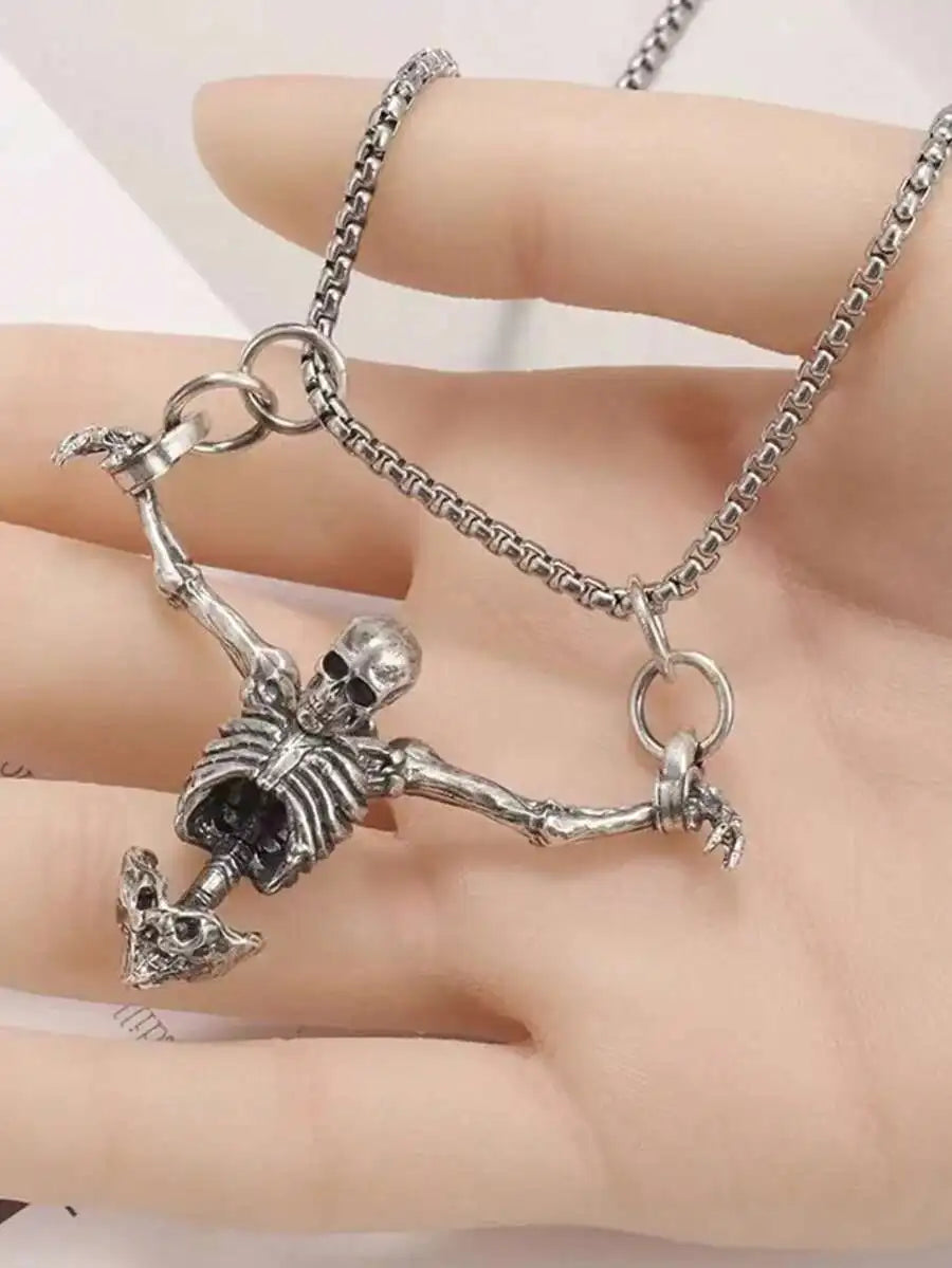 Skeleton Archer Pendant Necklace for Gothic Punk and Alternative Fashion