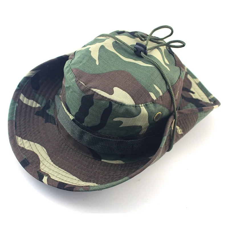 Unisex Outdoor Boonie Bucket Hat with Adjustable Chin Cord for Hiking Fishing and Travel