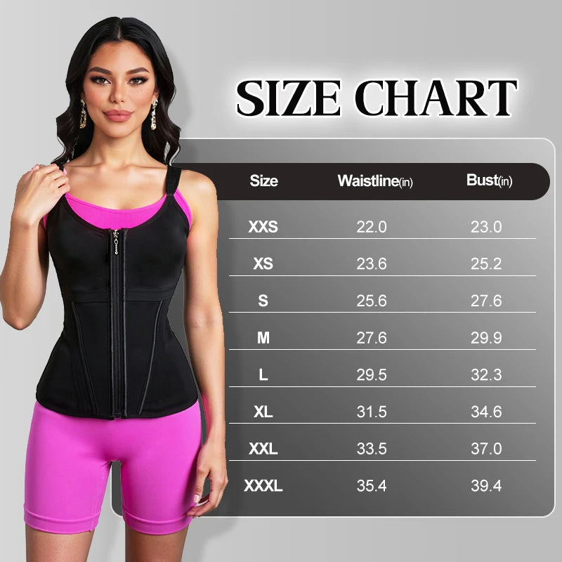 Underbust Waist Cincher Vest with Adjustable Straps and Zip Closure