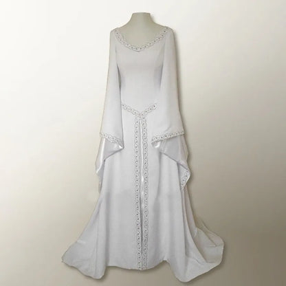 Regal Medieval Gothic Maxi Gown with Flowing Bell Sleeves