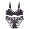 Elegant Scalloped Lace Plunge Bra and Panty Intimates Set