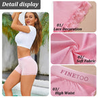 6-Piece Women’s Cotton Boyshorts Set with Mid-Rise Silhouette, Delicate Lace Trim and Assorted Solid Colors