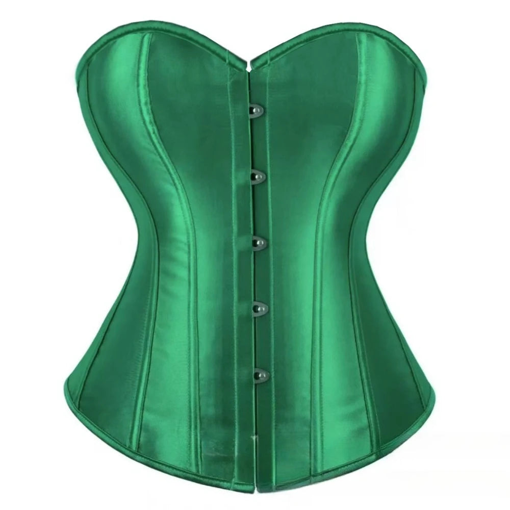 Vibrant Pink Satin-Finish Overbust Corset with Structural Seaming