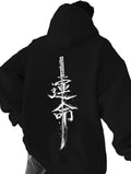 Minimalist Anime Calligraphy Hoodie with Manga-Inspired Streetwear Artwork
