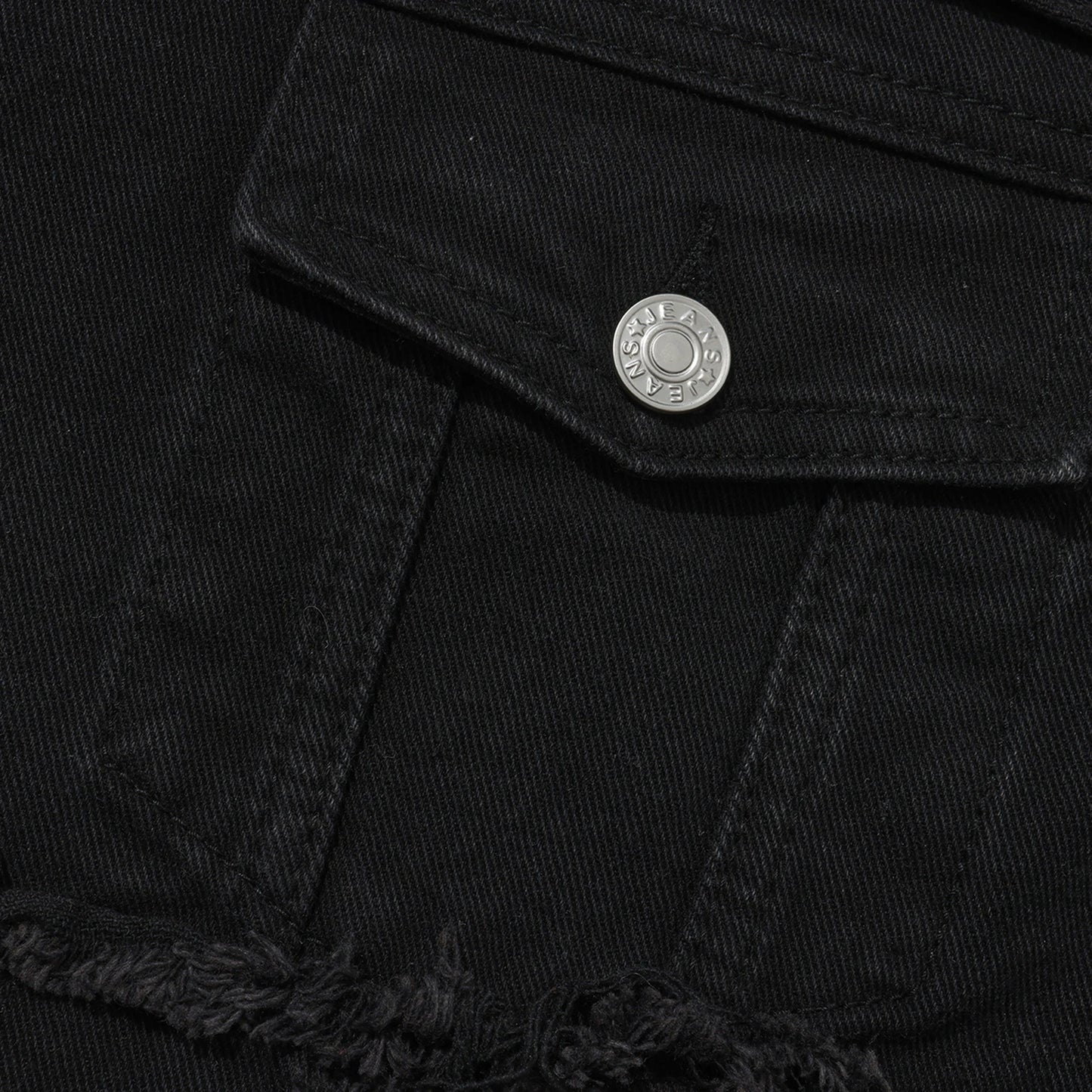 Men's Distressed Denim Jacket with Layered Patchwork Streetwear Design
