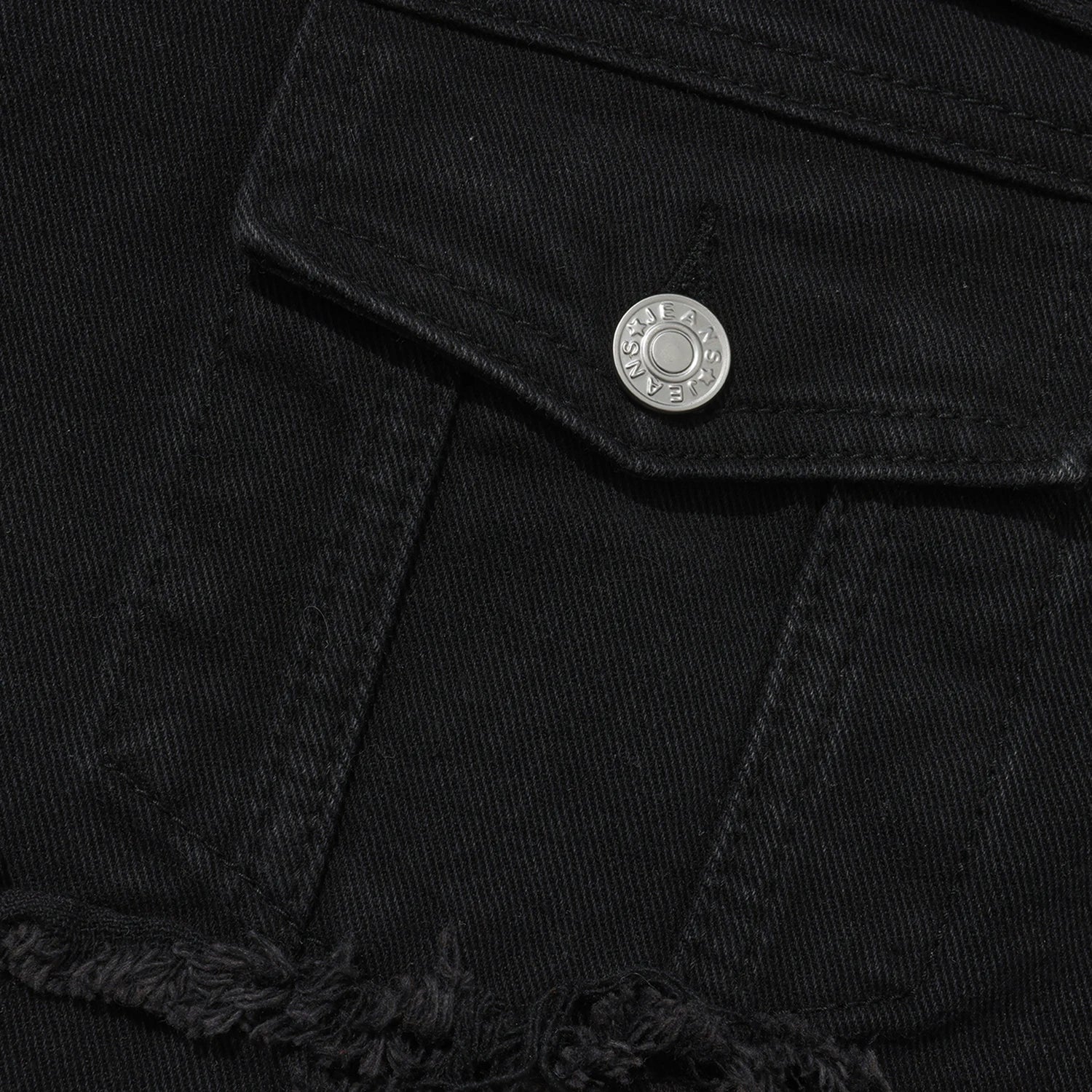 Men's Distressed Denim Jacket with Layered Patchwork Streetwear Design