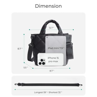 Quilted Puffer Crossbody Tote Bag with Lightweight Everyday Carry