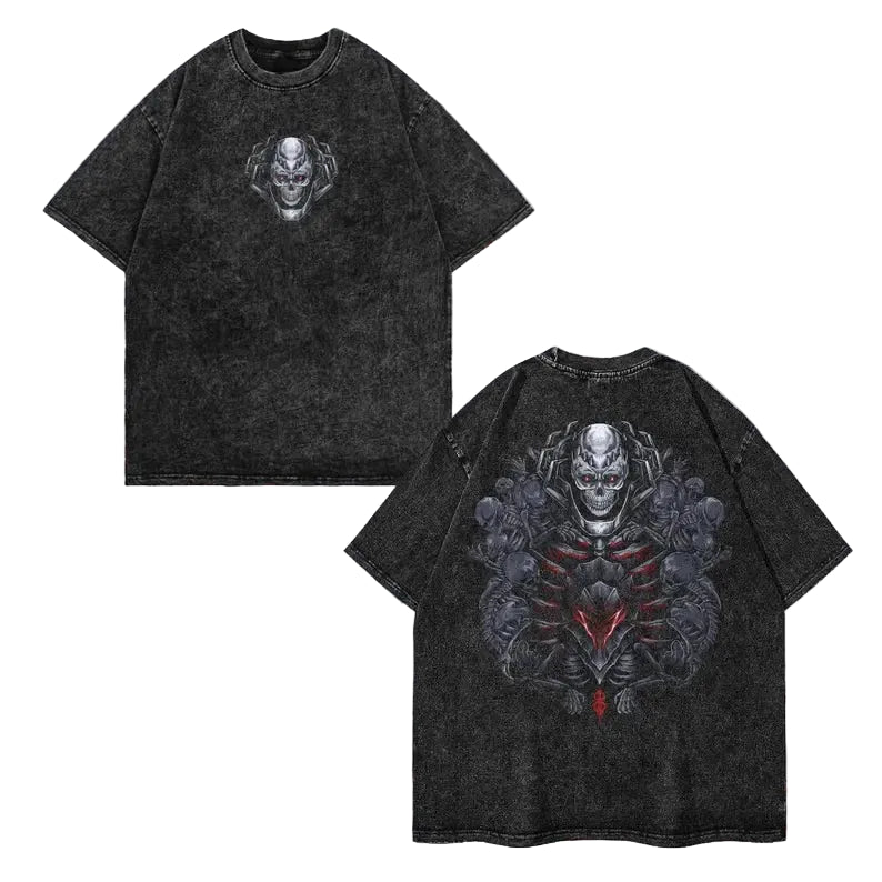 Anime Goth Skeletal Armor Oversized Vintage Streetwear Tee