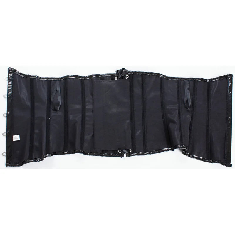 High-Shine Black Faux Leather Underbust Waist Cincher with Front Metal Busk