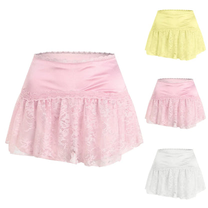 High Waist Satin Pleated Ultra Mini Skirt with Layered Y2K Styling
